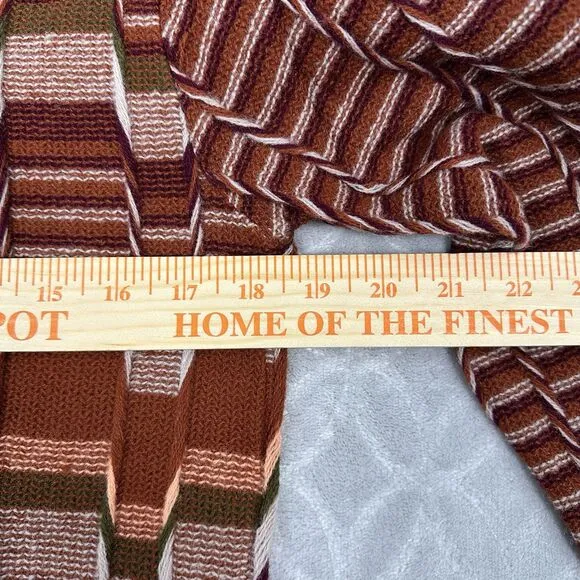 Vtg 70s Knit Turtleneck Sweater Womens S/M Orange Funky Hippie Textured Groovy