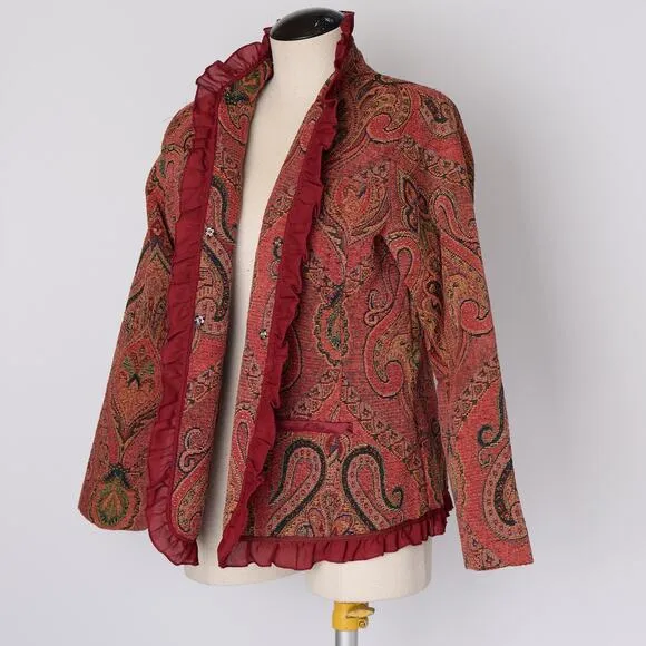 Vtg Alex Kim Tapestry Jacket M Paisley Boho Hippie 70s Renaissance Folk Indie