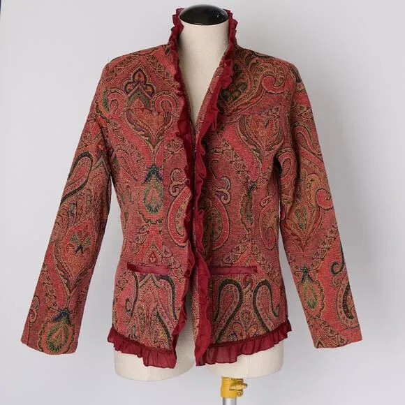 Vtg Alex Kim Tapestry Jacket M Paisley Boho Hippie 70s Renaissance Folk Indie