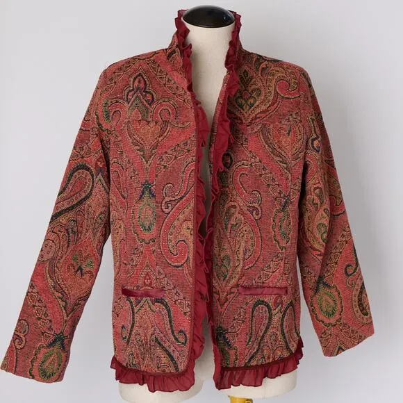 Vtg Alex Kim Tapestry Jacket M Paisley Boho Hippie 70s Renaissance Folk Indie
