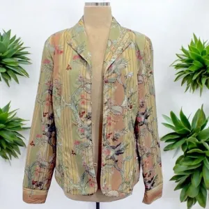 VTG Floral Embroidered Boho Cottagecore Button Down Spring Foliage Jacket