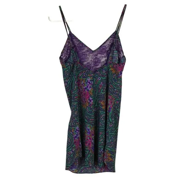 VTG Victoria's Secret Gold Label Lace Paisley Satin Print Nightgown Lingerie L