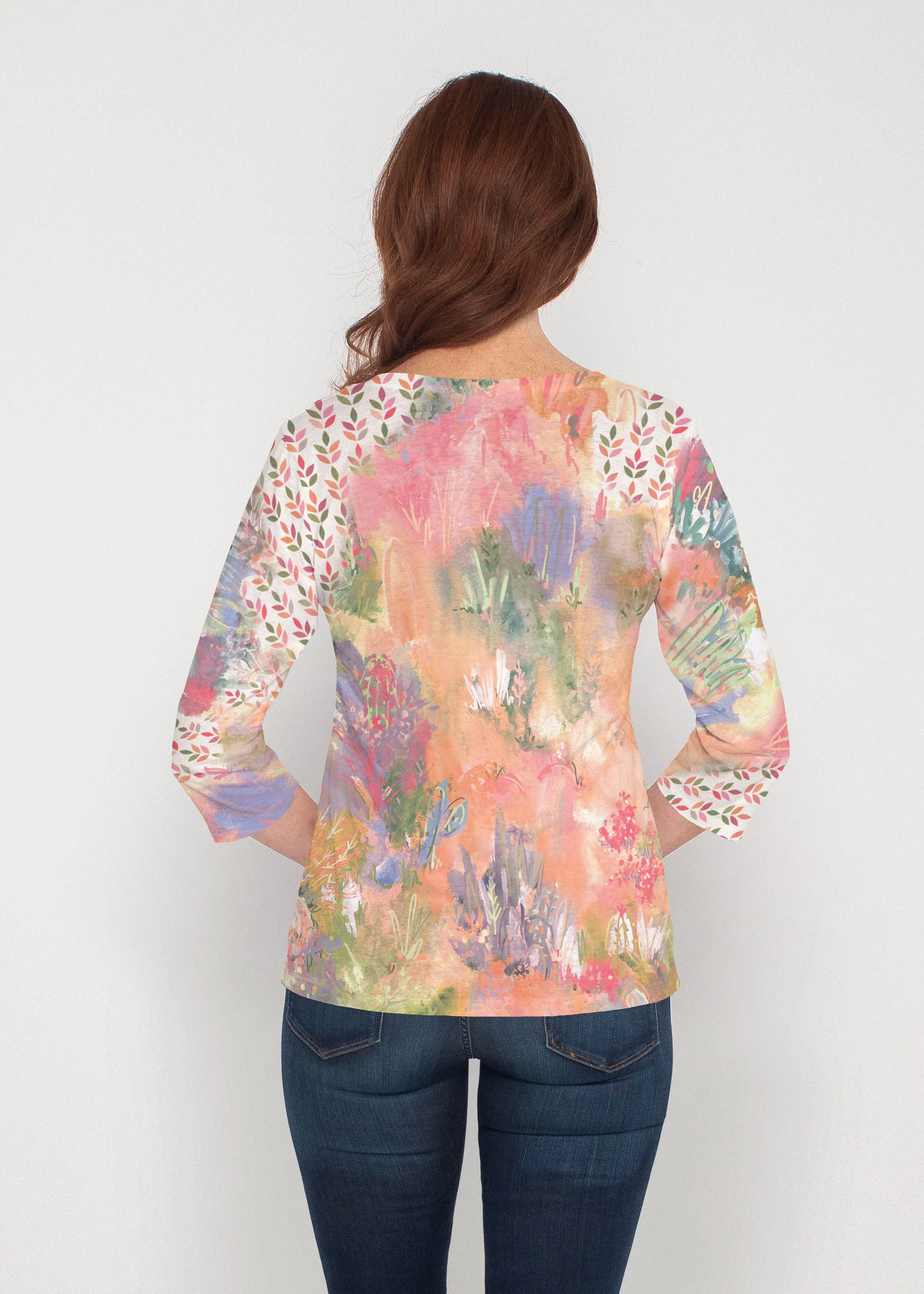 Warm Desert Vibes (17248) ~ Signature 3/4 Sleeve V-Neck Top