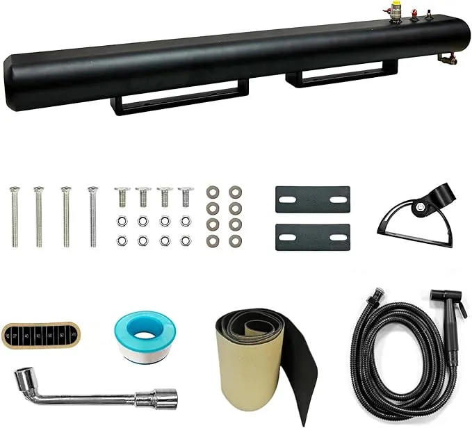 Water Tank with Camping Shower 8-Gallon Aluminum Off Road Shower for Overlanding Portable Water Storage Mount on Roof Rack Mount for Vehicles,Trucks,SUV Black
