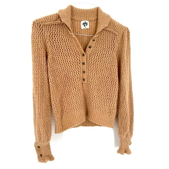 WE THE FREE PEOPLE Care FP Snowdrift Pullover in Camel Heather