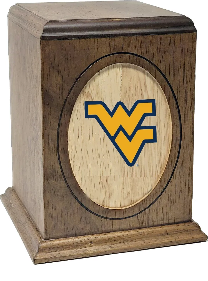 West Virginia University Mountaineers Wooden Memorial Cremation Urn - WDWVG100