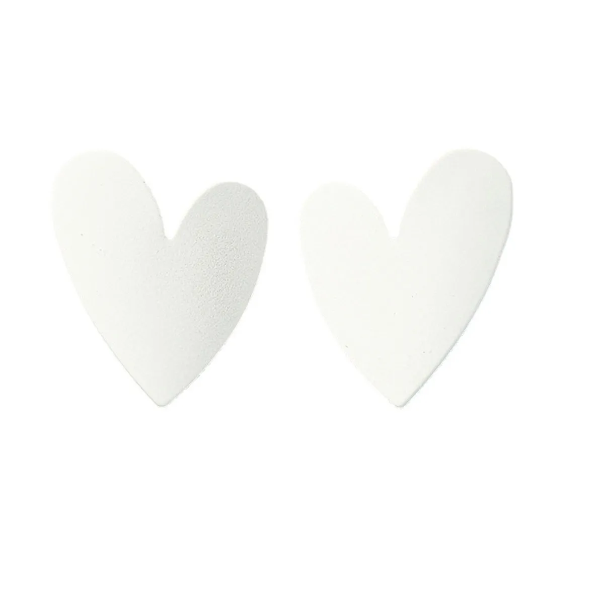 White Enamel & Silver-Plated Heart Stud Earrings