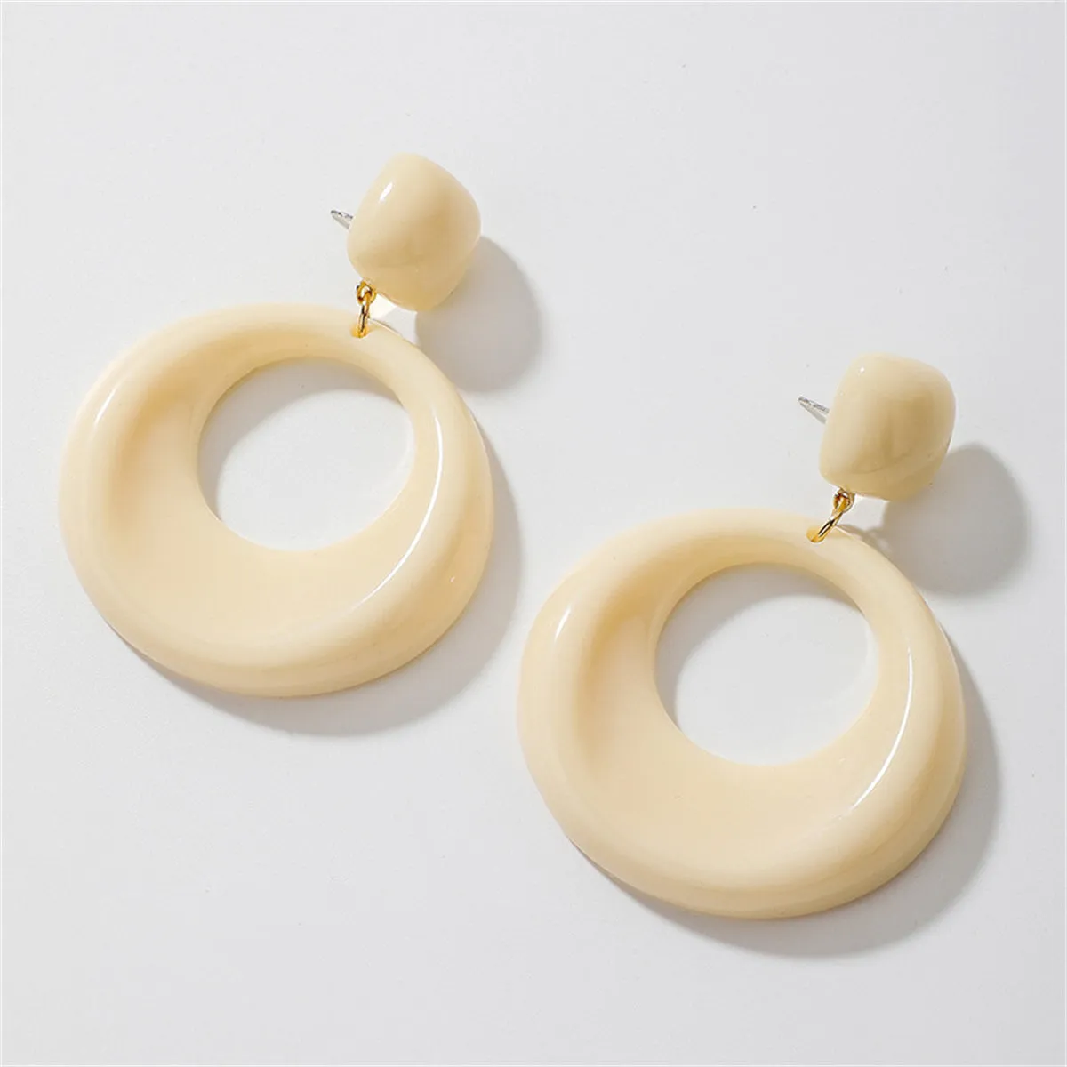 White Resin & 18K Gold-Plated Circle Drop Earrings