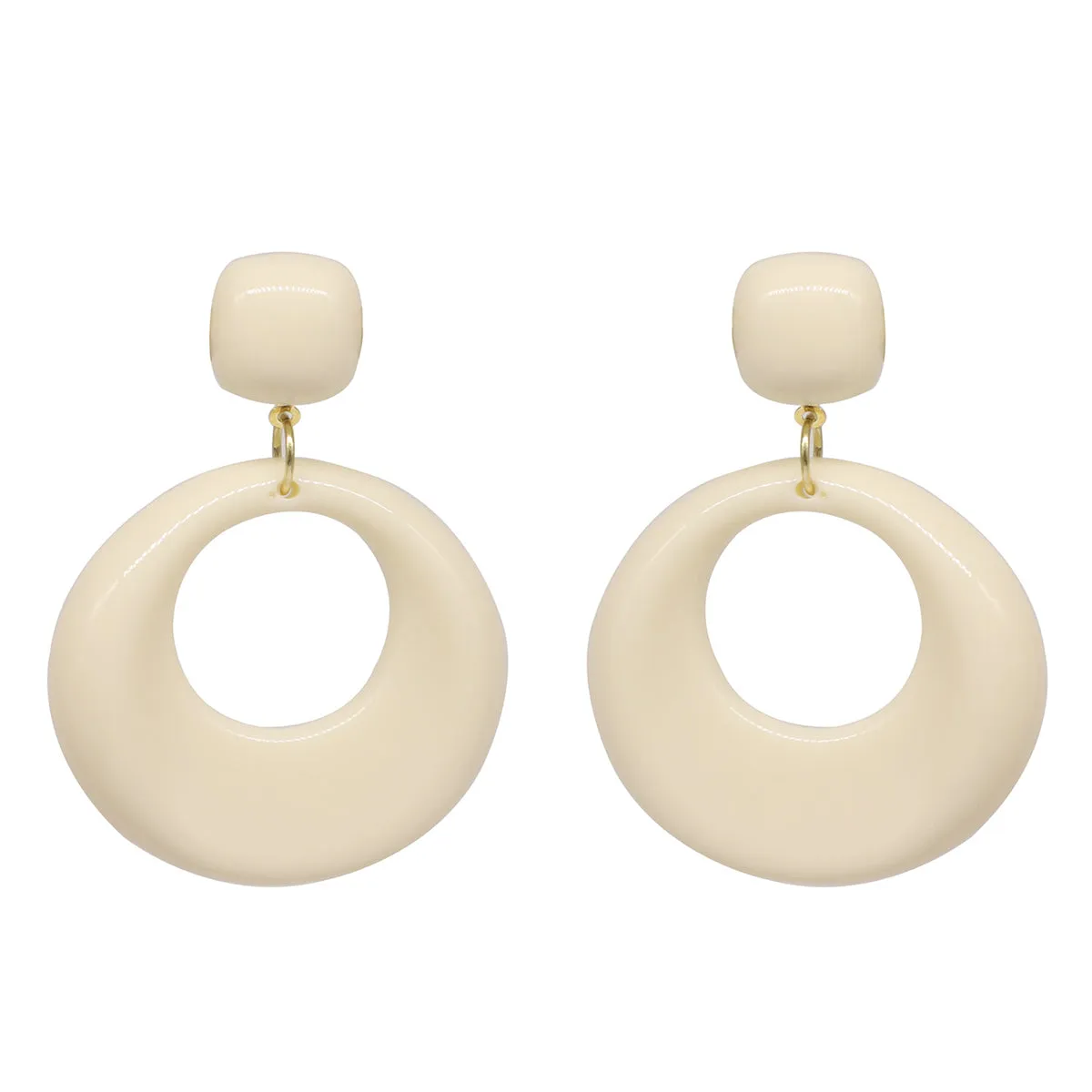 White Resin & 18K Gold-Plated Circle Drop Earrings