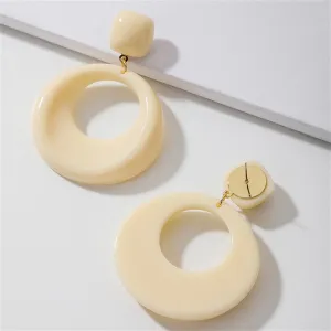 White Resin & 18K Gold-Plated Circle Drop Earrings