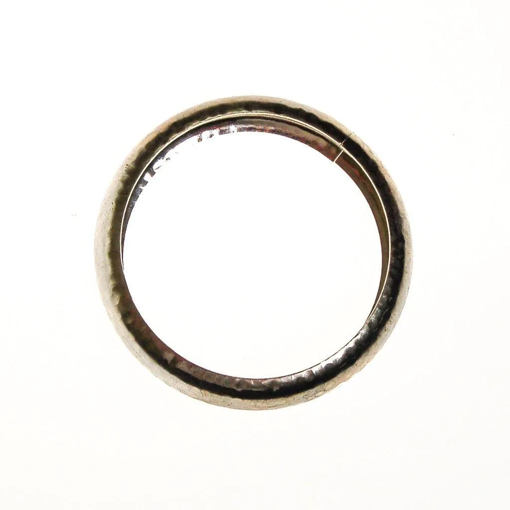 Wide Silver Tone Hammered Bangle Bracelet