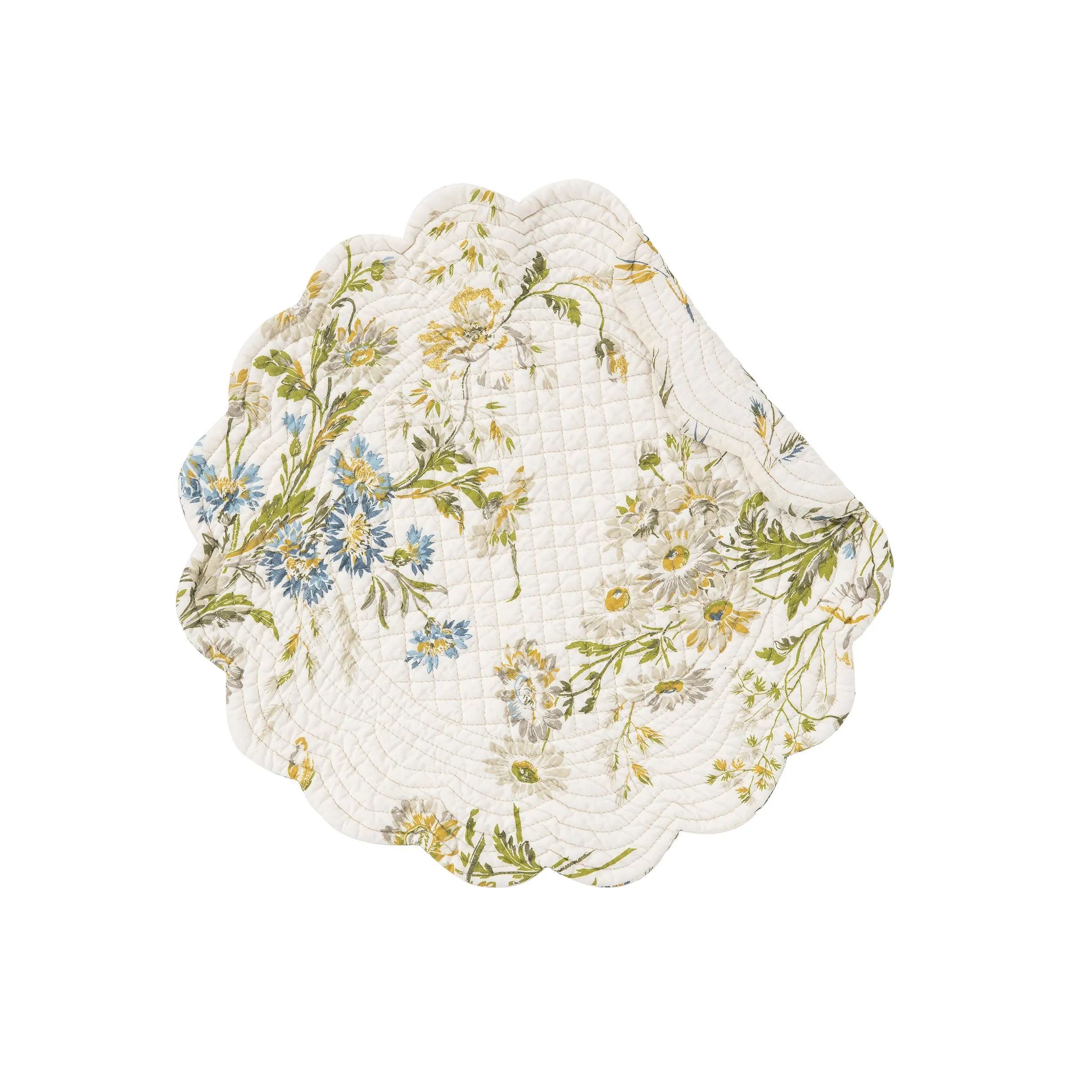 Wildflower Round Quilted Reversible Cotton Placemat