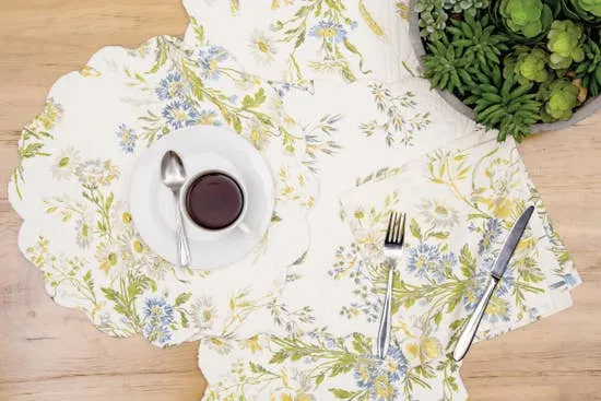Wildflower Round Quilted Reversible Cotton Placemat