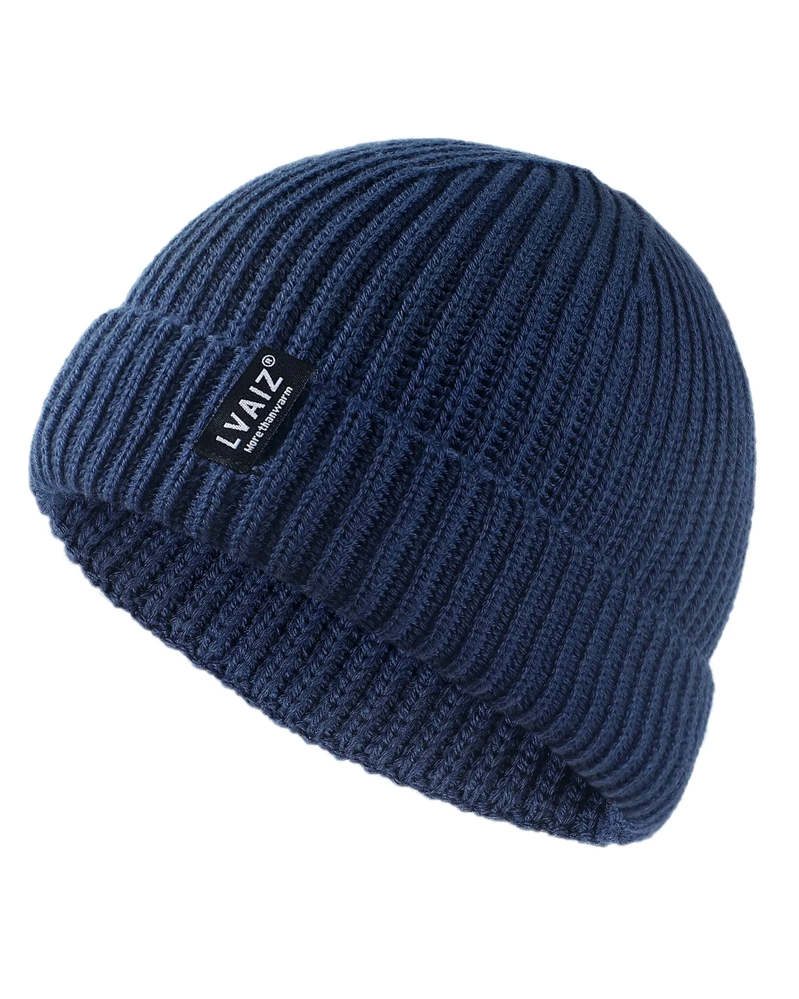 Winter Knitted Fishermen Beanie Hats for Men Wool Short Cuffed Skull Cap