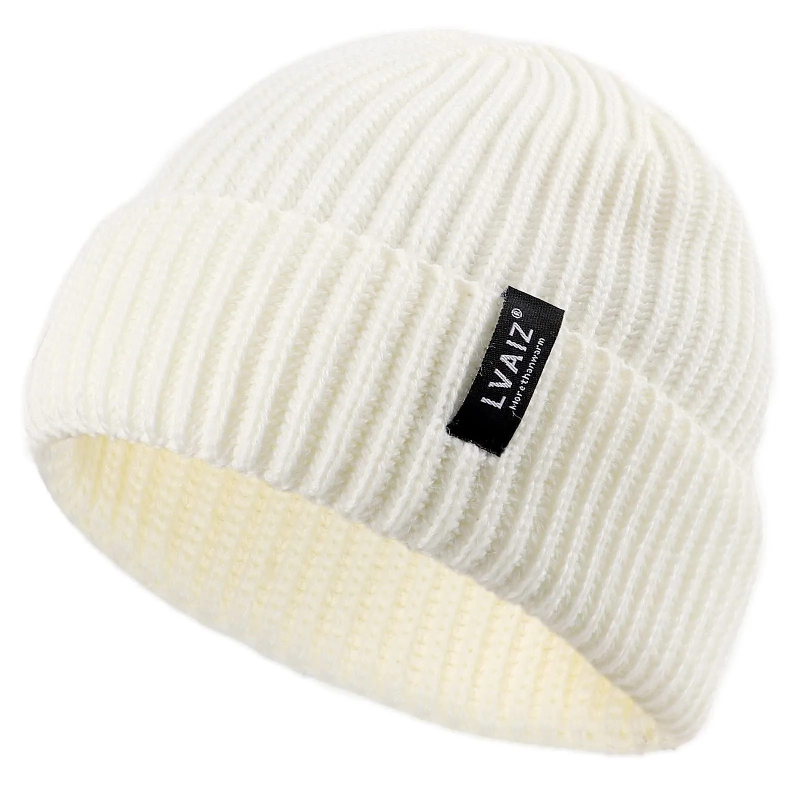 Winter Knitted Fishermen Beanie Hats for Men Wool Short Cuffed Skull Cap