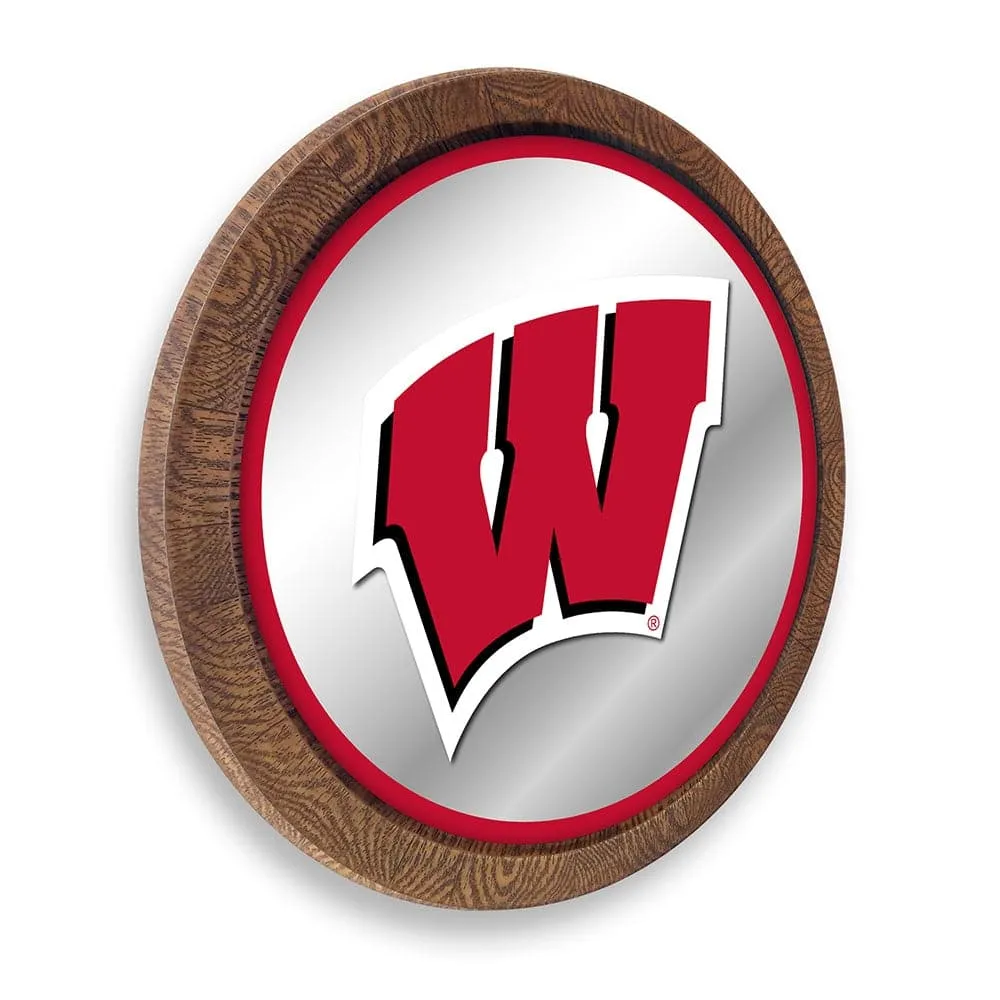 Wisconsin Badgers: "Faux" Barrel Top Mirrored Wall Sign