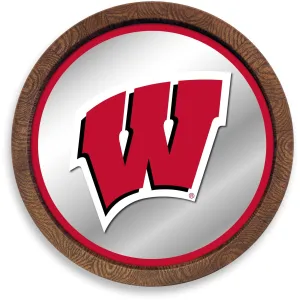 Wisconsin Badgers: "Faux" Barrel Top Mirrored Wall Sign