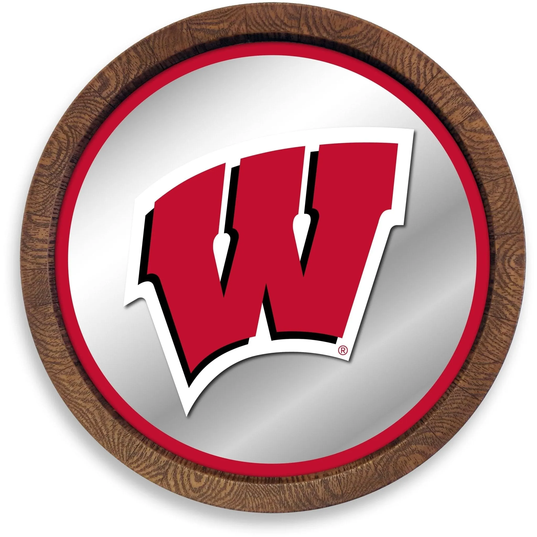Wisconsin Badgers: "Faux" Barrel Top Mirrored Wall Sign