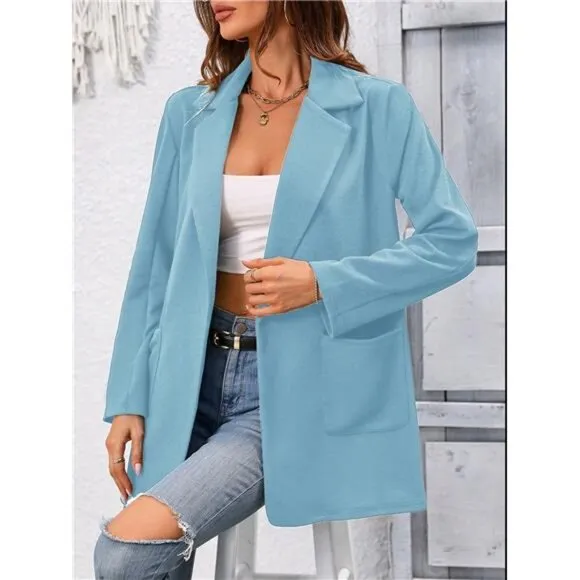 Women Solid Color Simple Blazer Jacket For Daily Work Outfits