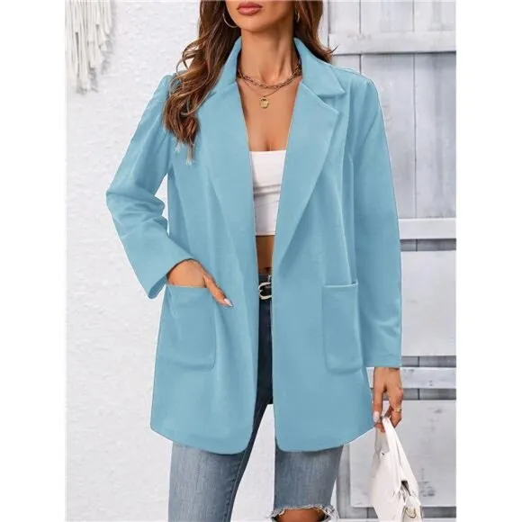 Women Solid Color Simple Blazer Jacket For Daily Work Outfits