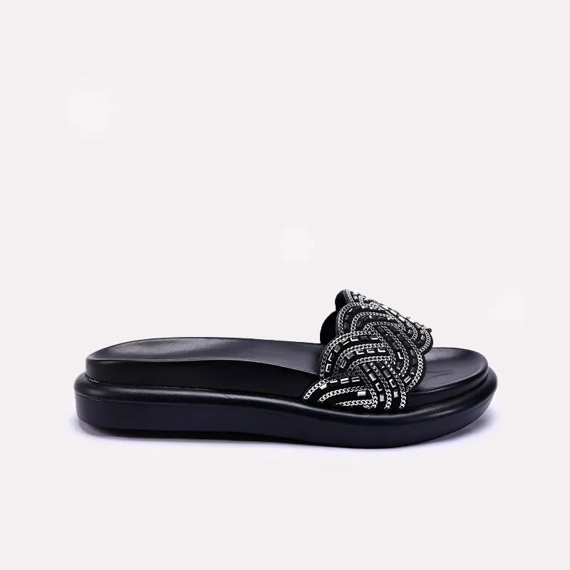 Womens Black Comfy Casual Slippers 0413323