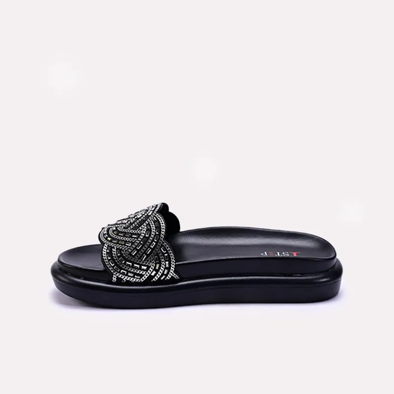 Womens Black Comfy Casual Slippers 0413323