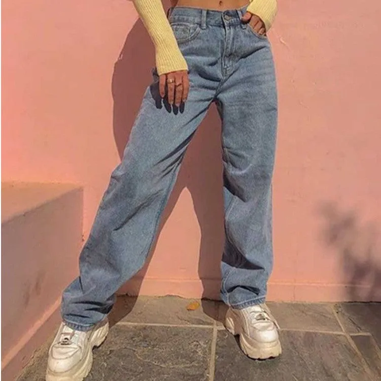 Women’s Retro Inspired Wide Leg Denim Blue Jeans