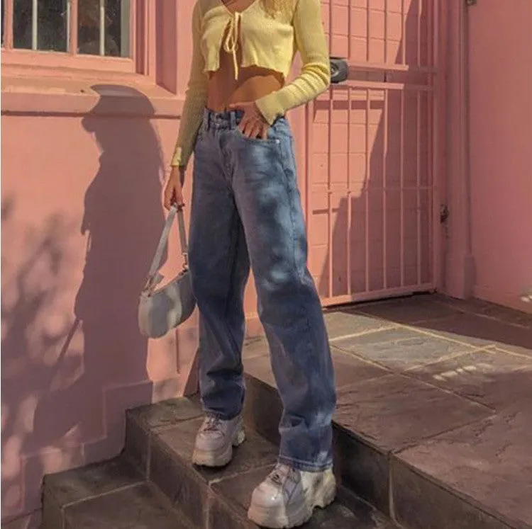 Women’s Retro Inspired Wide Leg Denim Blue Jeans