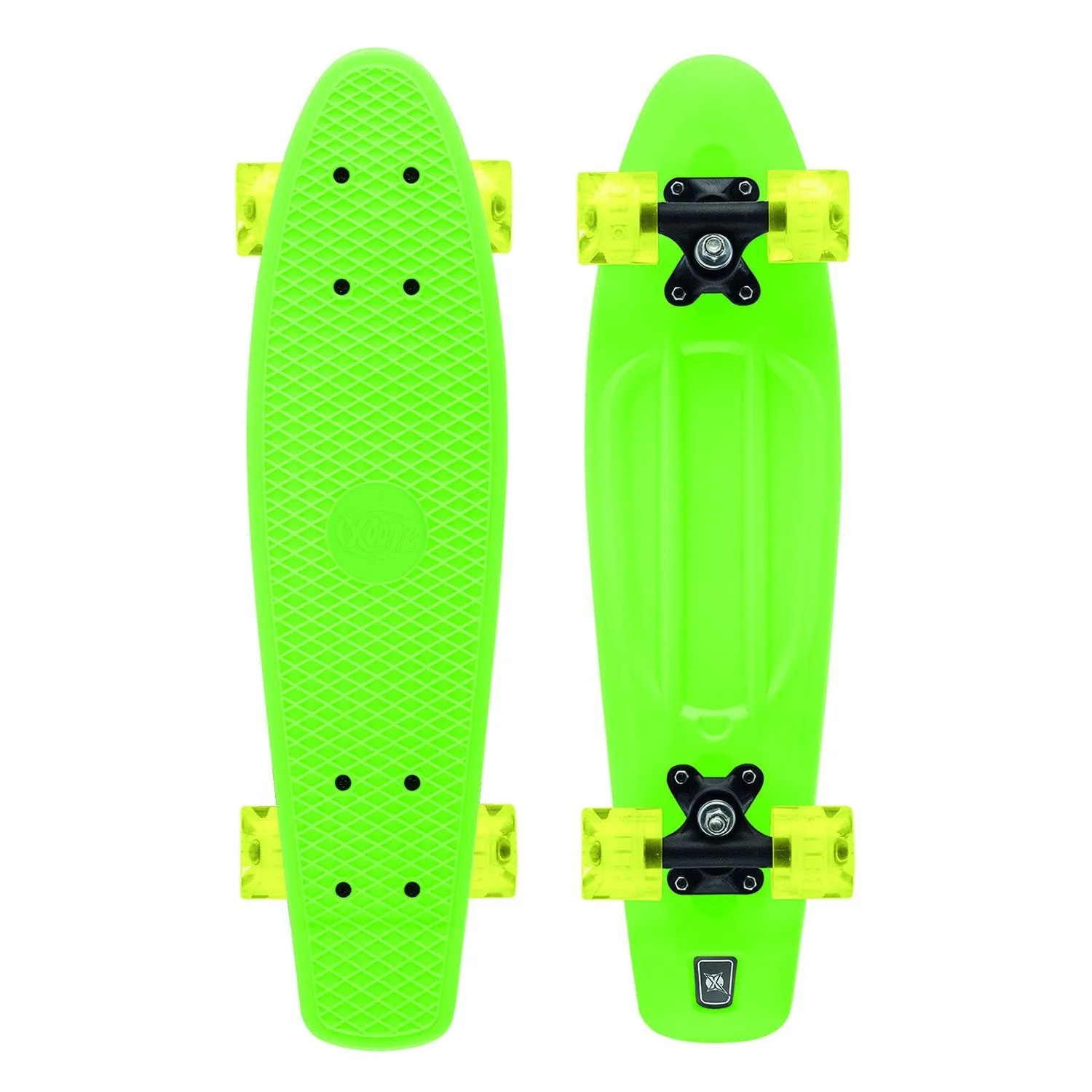 Xootz Kid's Retro Plastic Skateboard with LED Light Up Wheels Green 22-Inch