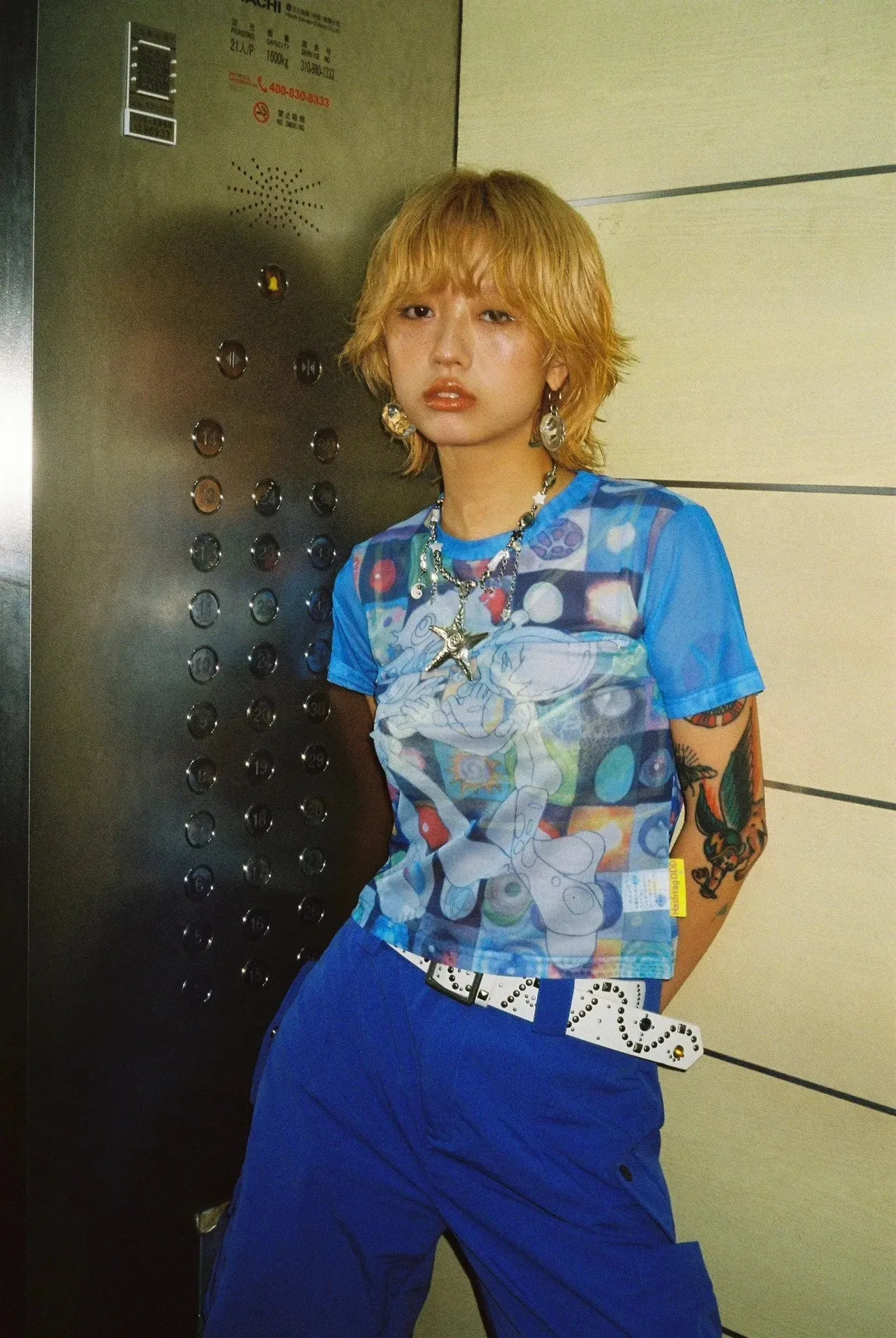 Y2K Anime Mesh Top