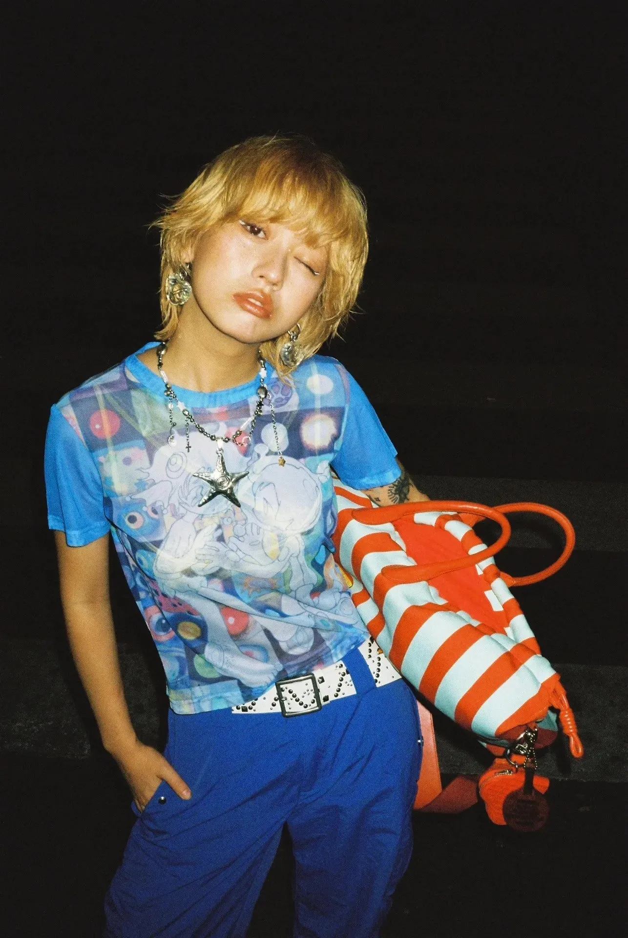 Y2K Anime Mesh Top
