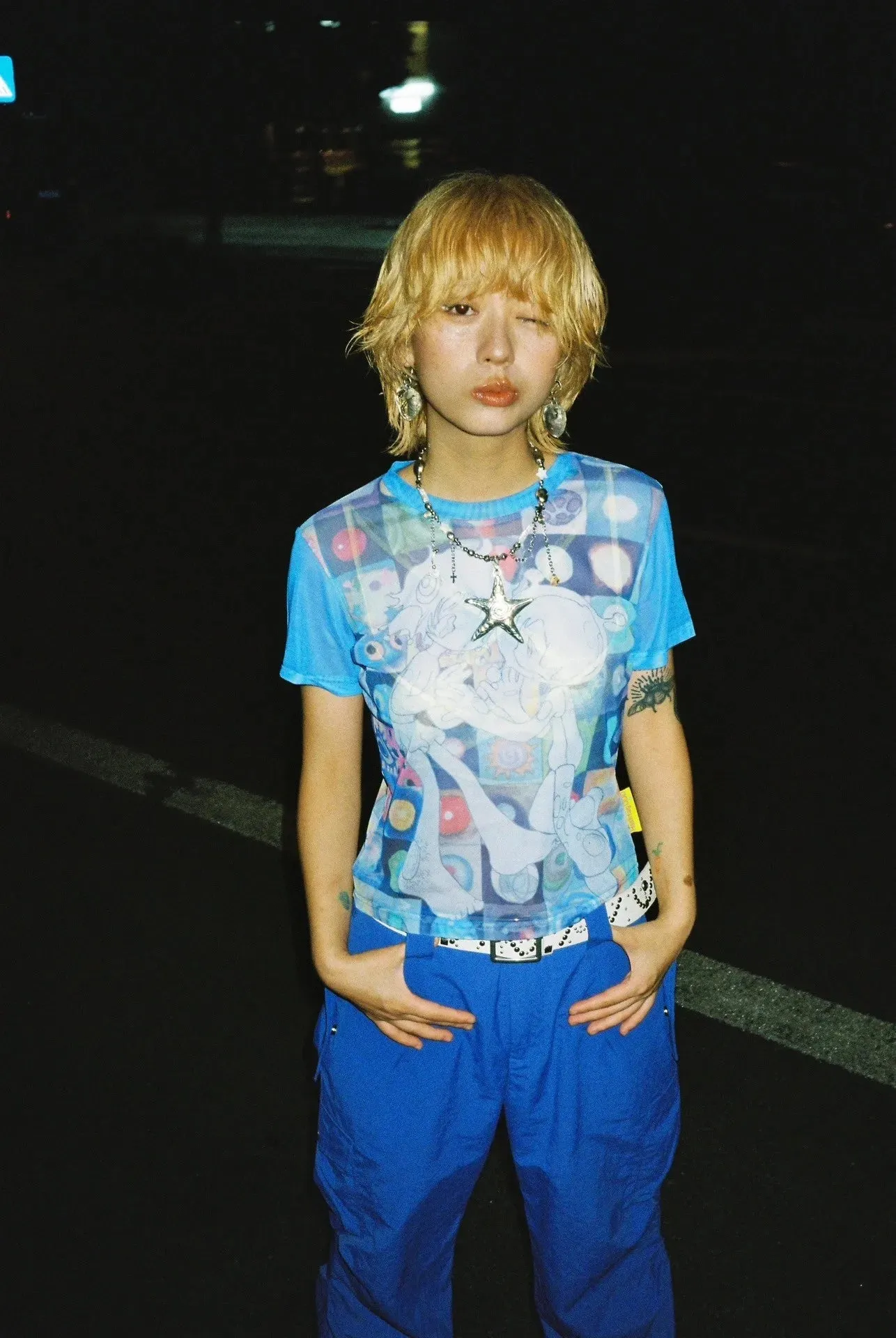 Y2K Anime Mesh Top