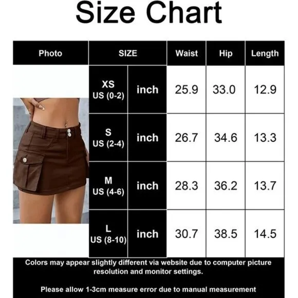 Y2K Brown Cargo Denim Mini Skirt Low Waist Extra Short Bodycon Skirt W/ Pockets