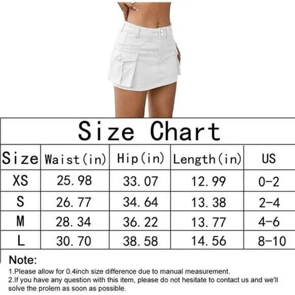 Y2K White Cargo Denim Mini Skirt Low Waist Extra Short Bodycon Skirt