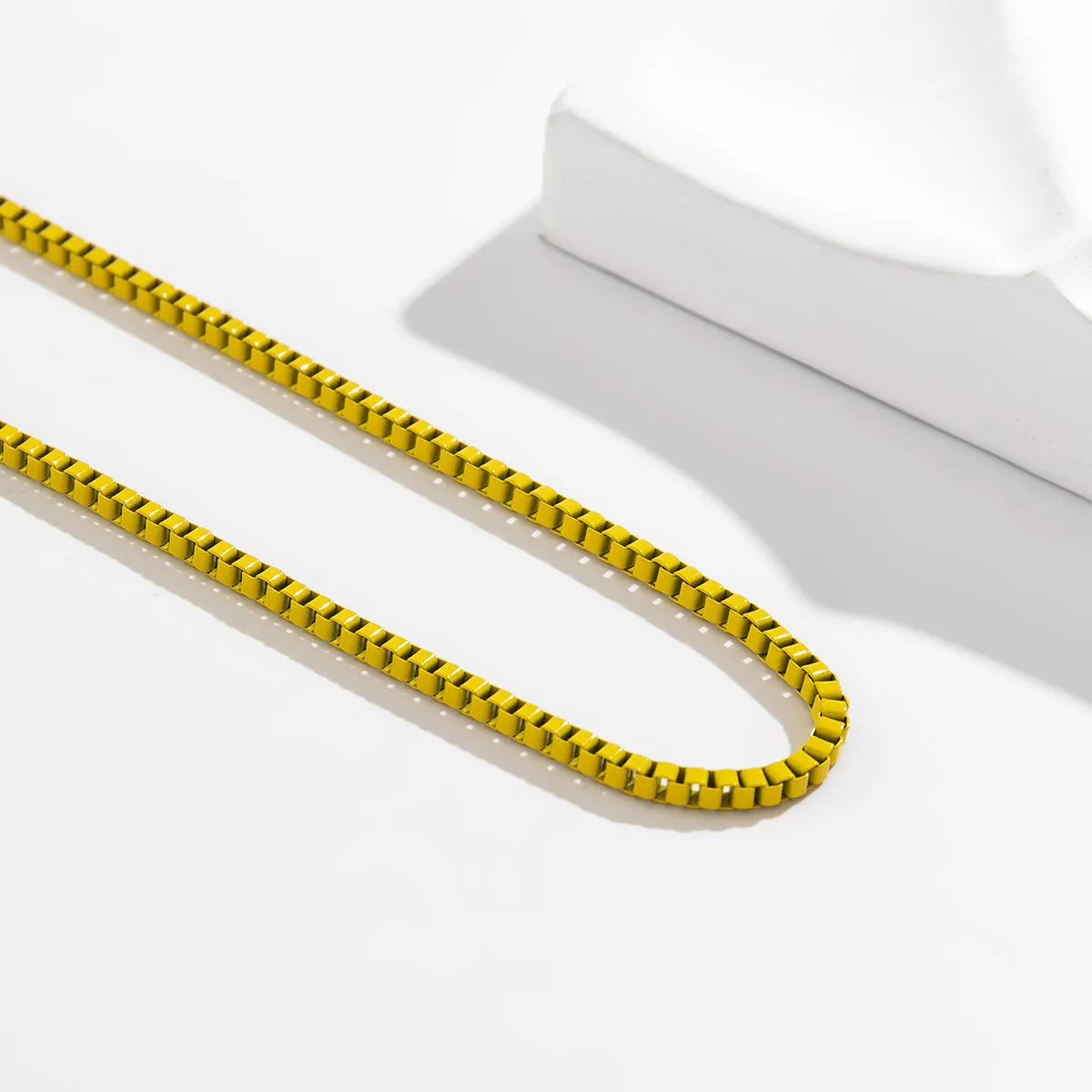 Yellow & Silver-Plated Box Chain Necklace