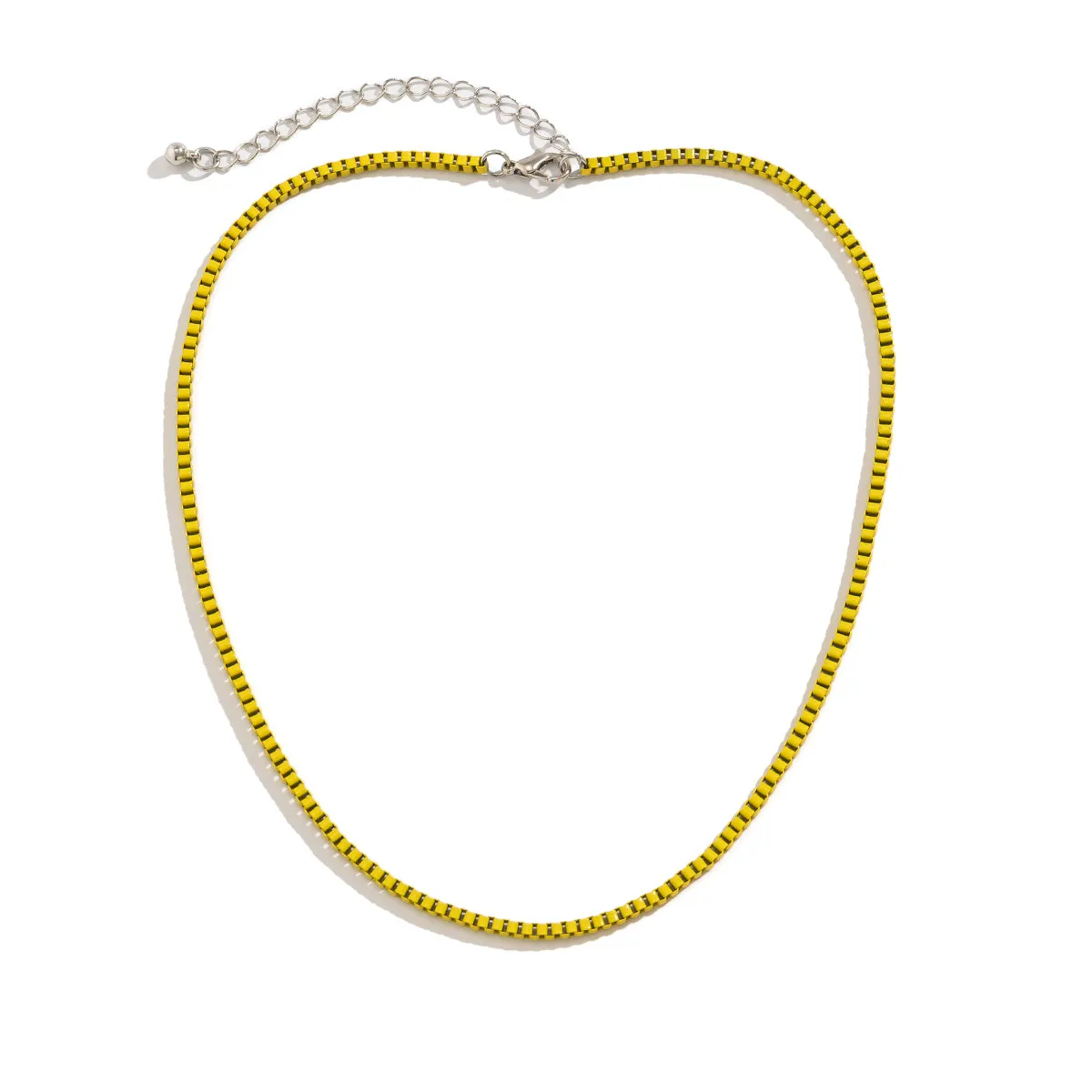 Yellow & Silver-Plated Box Chain Necklace