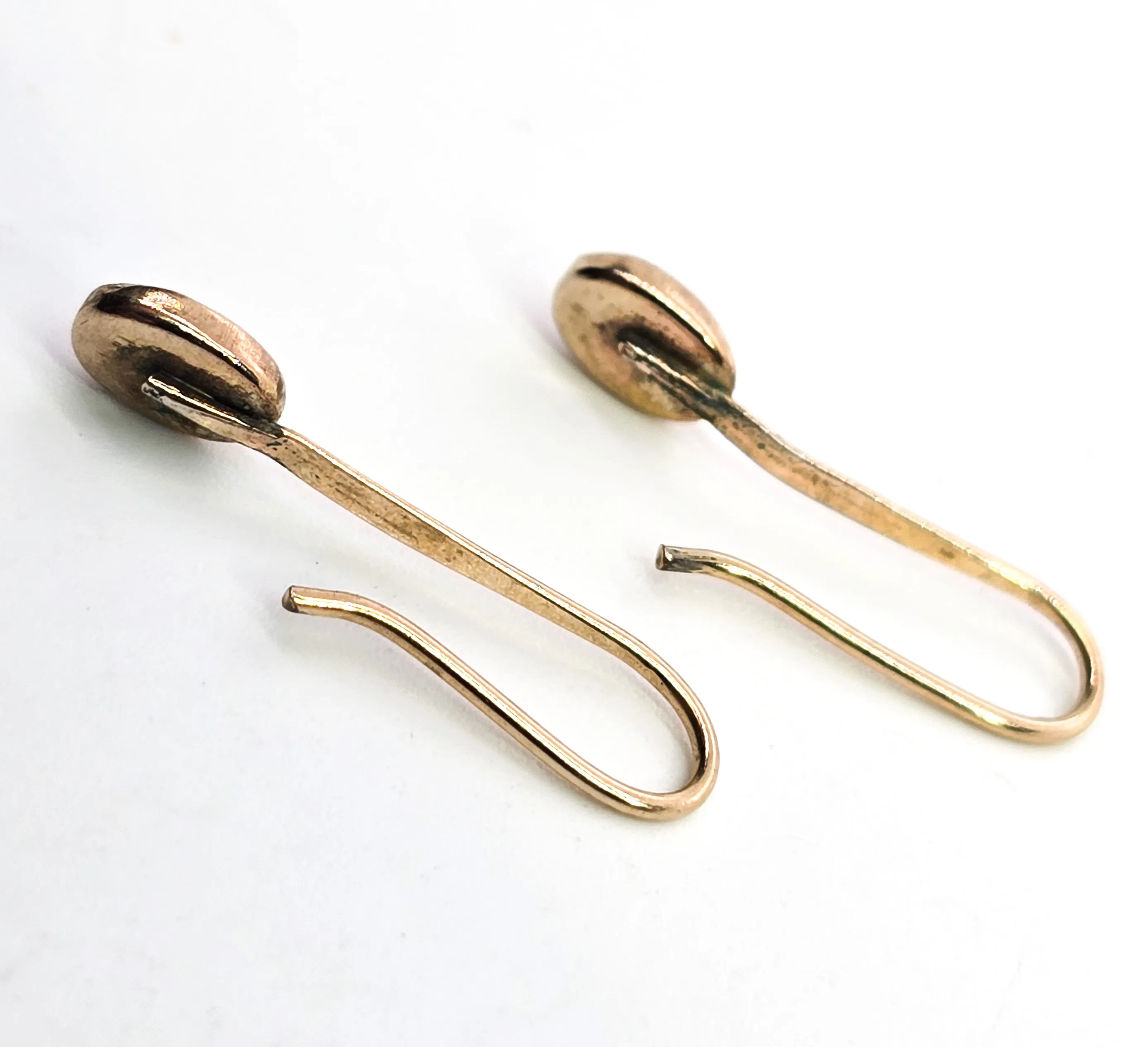 Yellow gold filled black onyx gemstone vintage modernist earrings