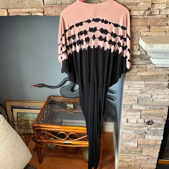 YFB NWOT Slinky Siren Tiger Eye Maxi Dress Twist Knot Boho Tie Dye Pink Black M