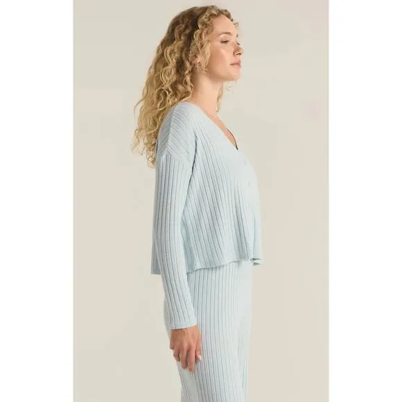 Z Supply Mara Long Sleeve Cardigan Top - Snowflake Blue NWT SIZE XS L