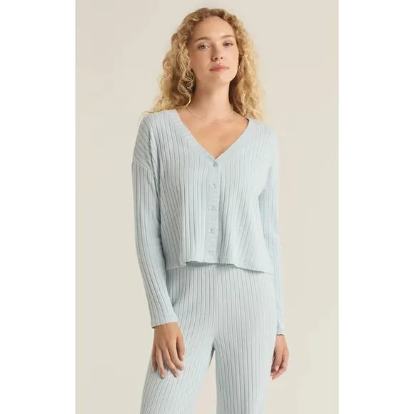 Z Supply Mara Long Sleeve Cardigan Top - Snowflake Blue NWT SIZE XS L