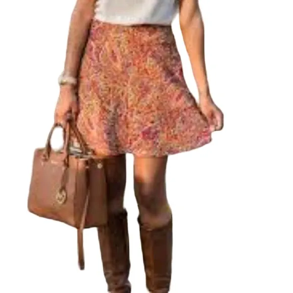 ZARA Woman Colorful Mosaic Flowy Paisley A-Line Mini Skirt XS High Waist NWT
