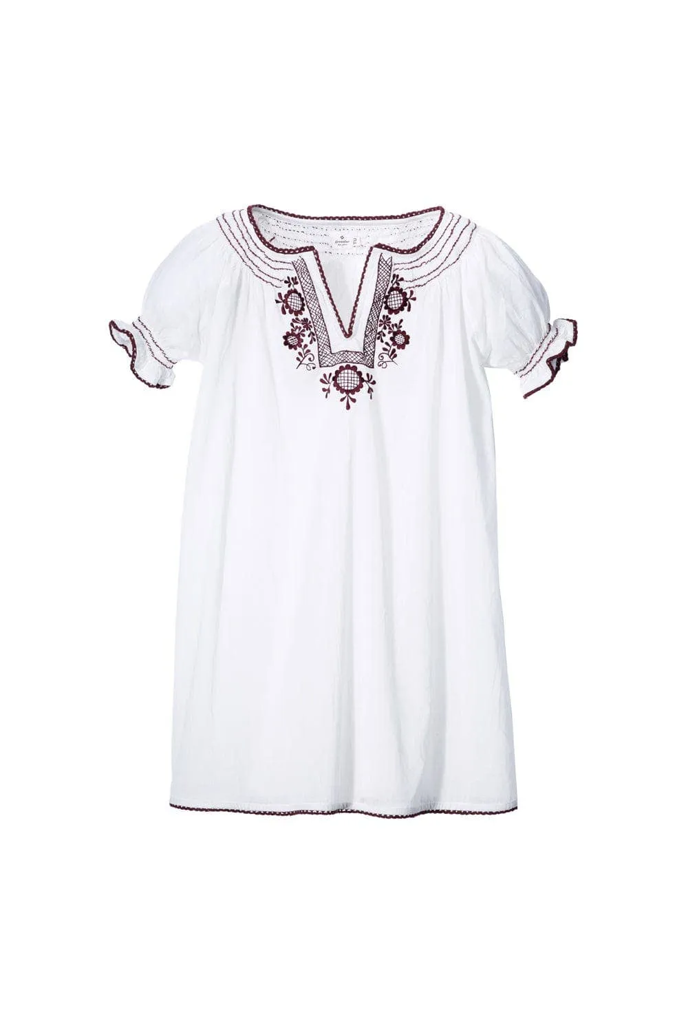 Zoé White Pink Embroidery Dress