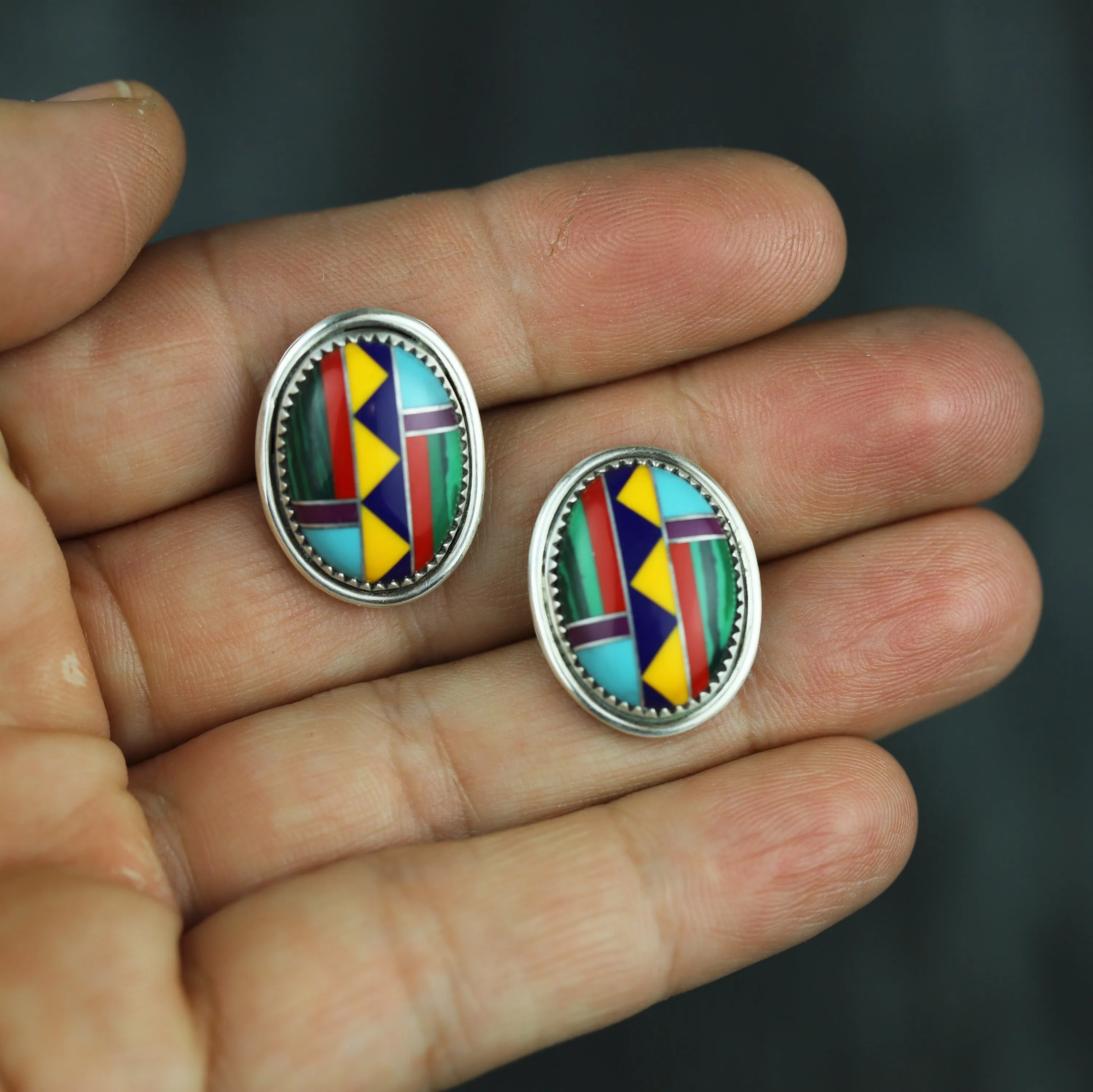 Zuni Inlay Statement Studs