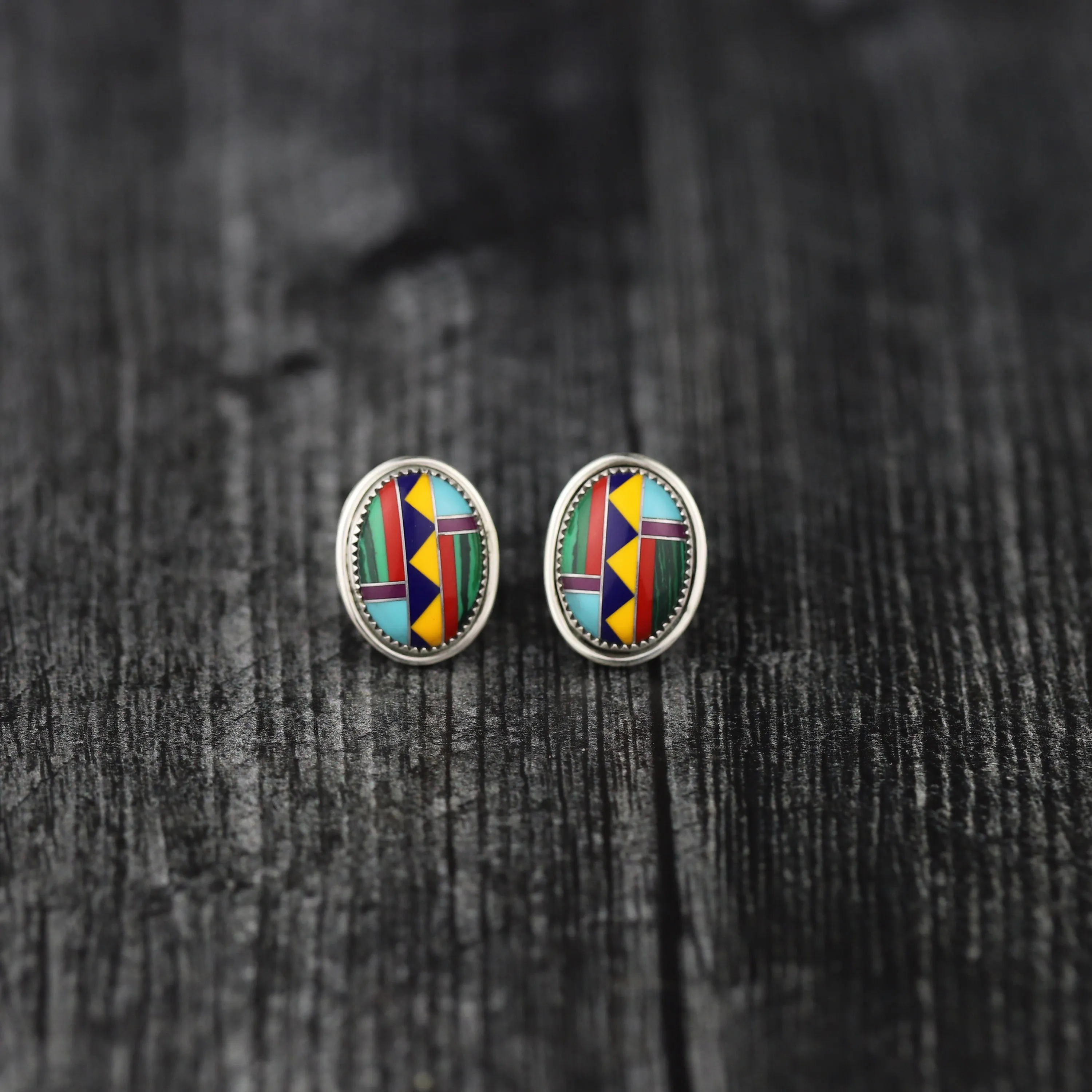Zuni Inlay Statement Studs